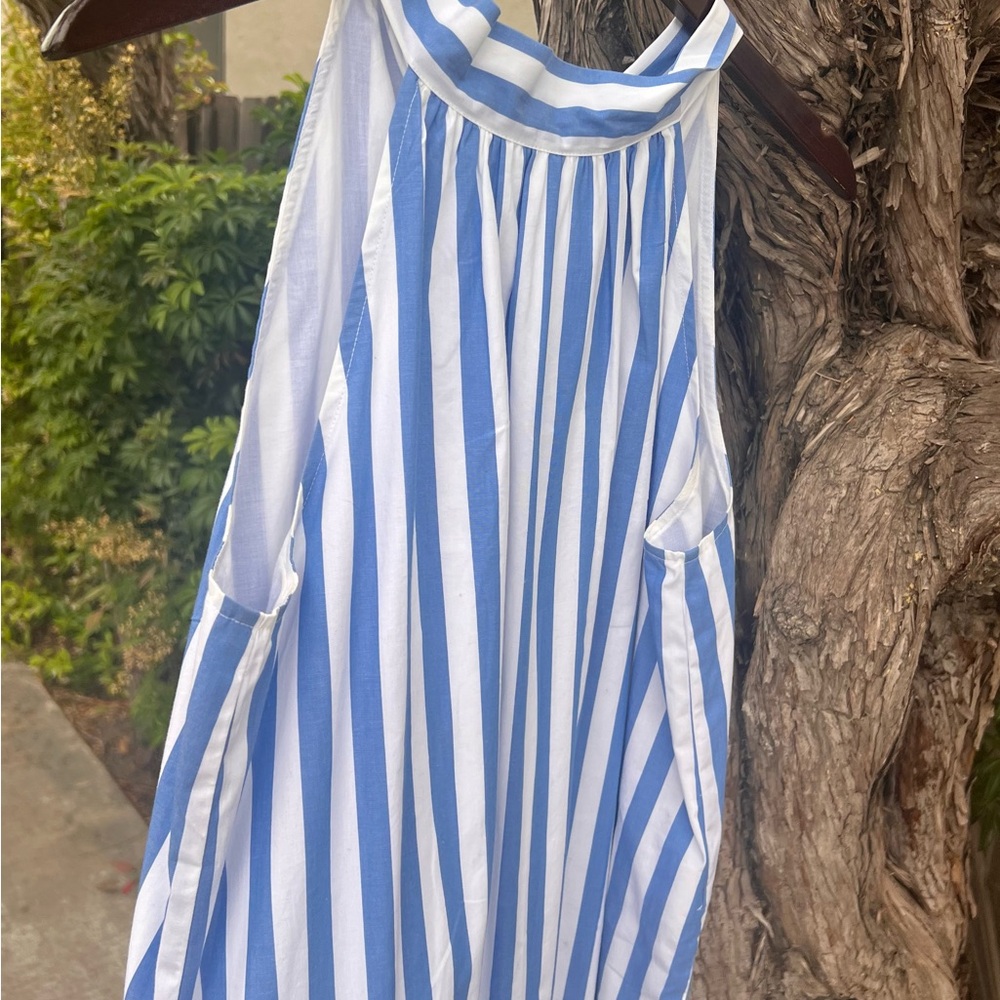 J. Crew Blue and White Striped Summer Halter Dress